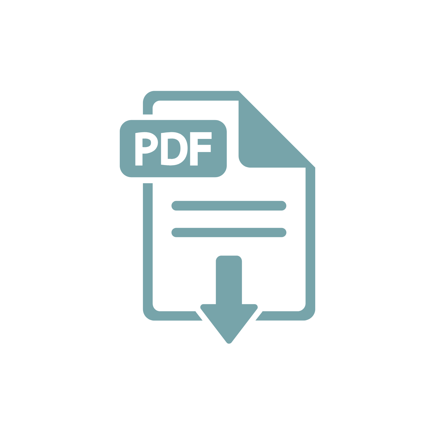 Ein PDF Icon mit einem Pfeil drunter - Zeichen für Pdf Download