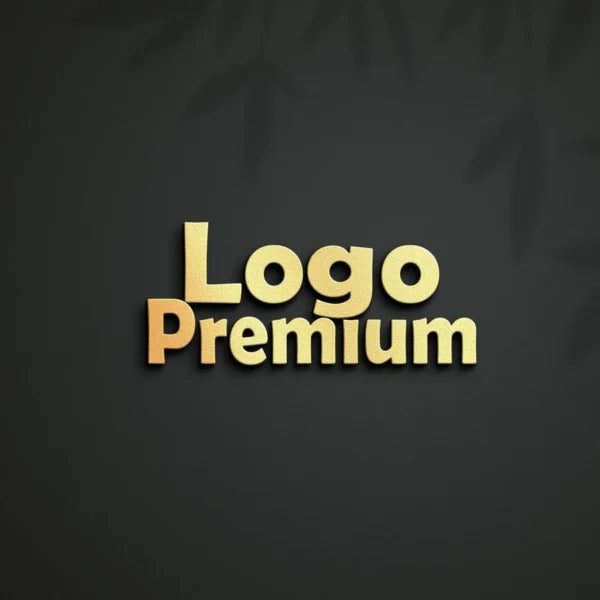 Logo Premium Text in gold, Hintergrund schwarz. 