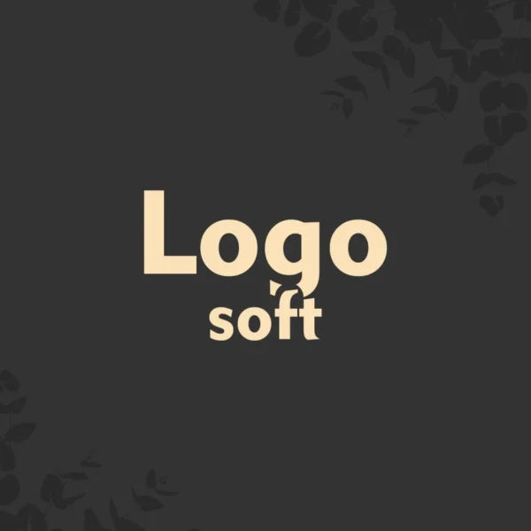 Logo Soft Text in gold auf schwarzem Hintergrund.